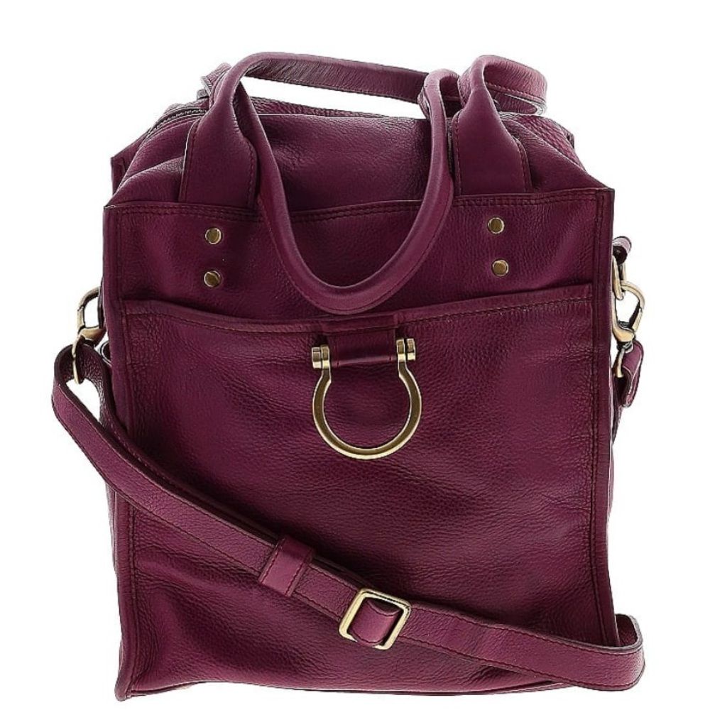 Chic Plum Leather Shoulder Bag